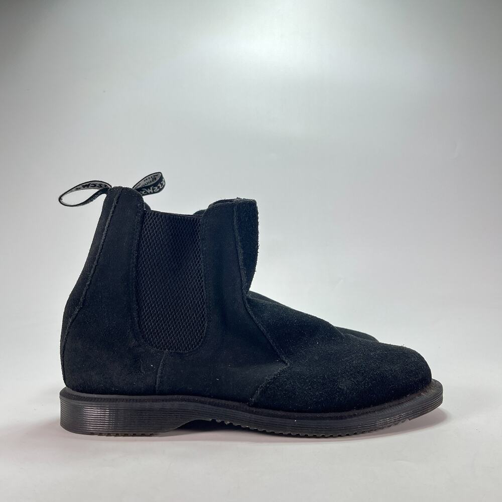 Dr. Martens Flora Black Suede Casual Chelsea Pull On Ankle Boots Women's Size 10